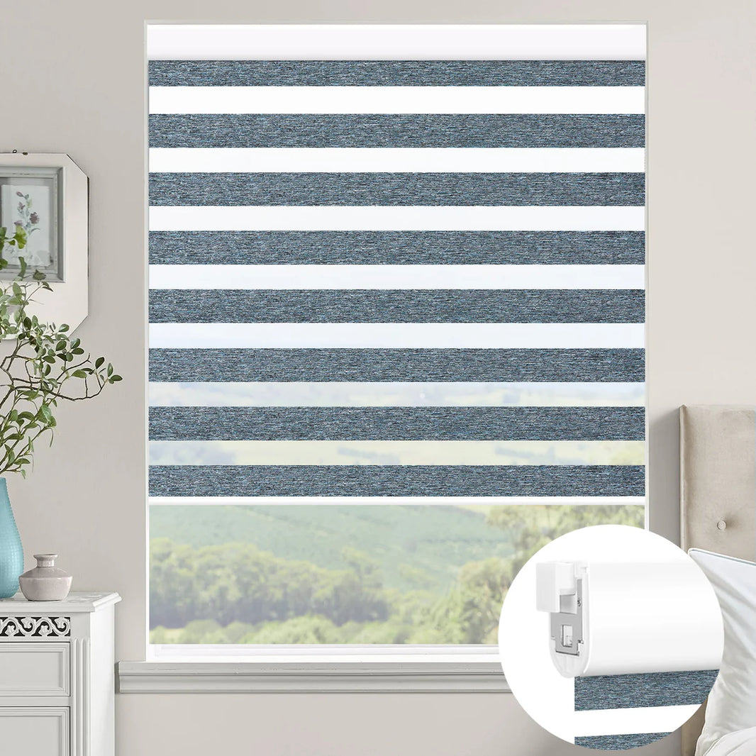 Sunelo No Drill Zebra Shades, Motorized 60/75% Blackout - Monet