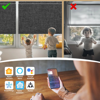 Sunelo Motorized Roller Shades 100% Blackout - Dual Sided