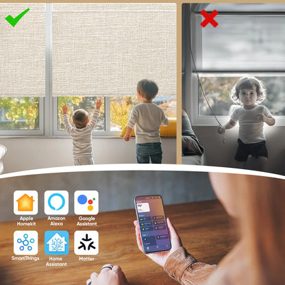 Sunelo Motorized Roller Shades 100% Blackout - Aurora