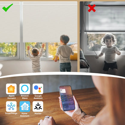 Sunelo Motorized Roller Shades 100% Blackout - Pure