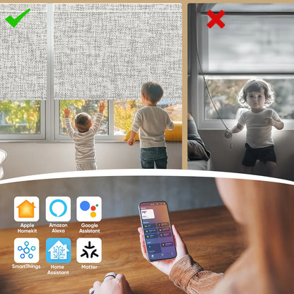 Sunelo Motorized Roller Shades 100% Blackout - Mist