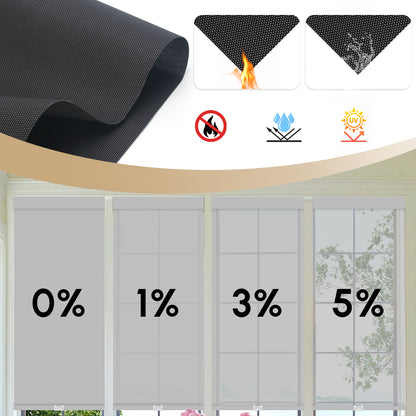 Sunelo Cordless UV Protection Solar Shades 0%/1%/3%/5% Openness