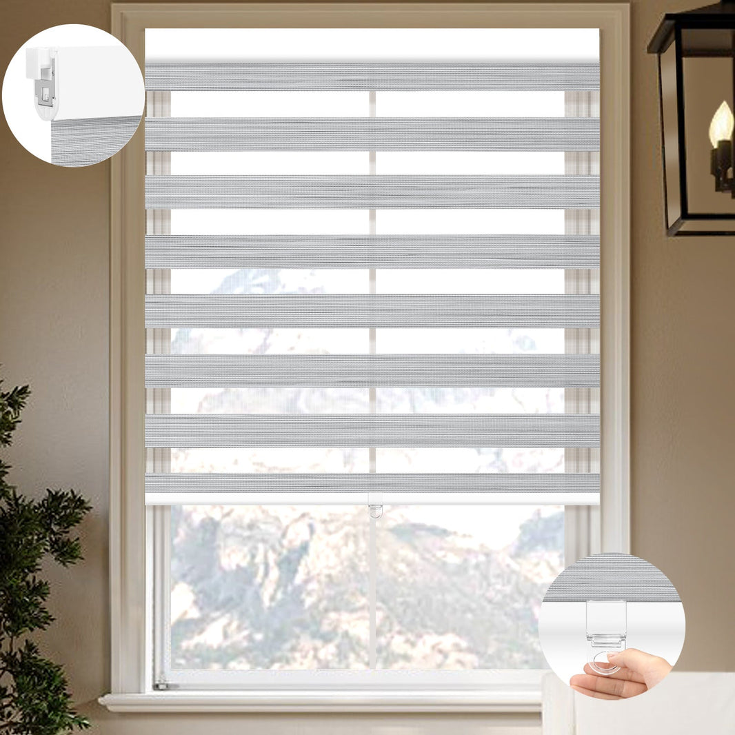 Sunelo No Drill Cordless Zebra Shades 90% Blackout - Flow