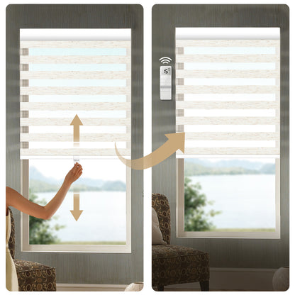 Sunelo No Drill Cordless Zebra Shades 75% Blackout - Linen