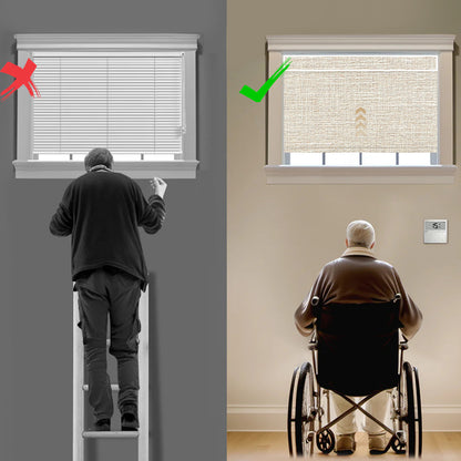 Sunelo No Drill Roller Shades, Motorized 100% Blackout - Aurora