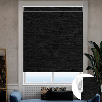 Sunelo No Drill Roller Shades, Motorized 100% Blackout - Aqua Waves