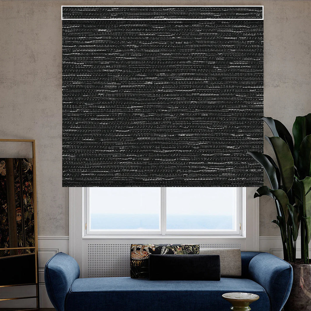 Sunelo Motorized Roller Shades 100% Blackout - Aqua Waves