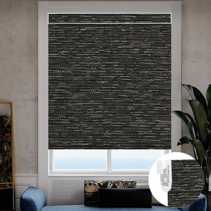 Sunelo No Drill Roller Shades, Motorized 100% Blackout - Aqua Waves