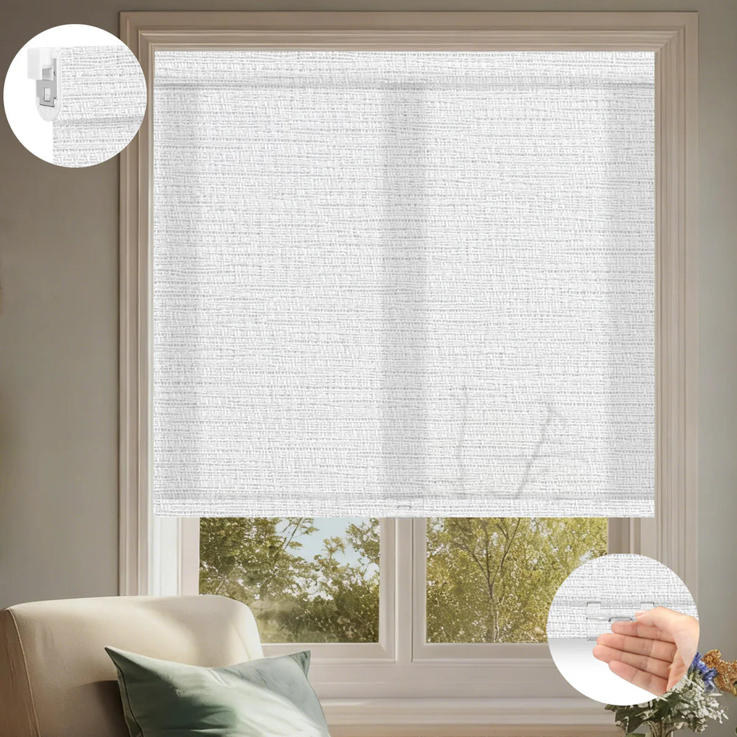 Sunelo No Drill Cordless Light Filtering Roller Shades 75% Blackout - Aqua Waves