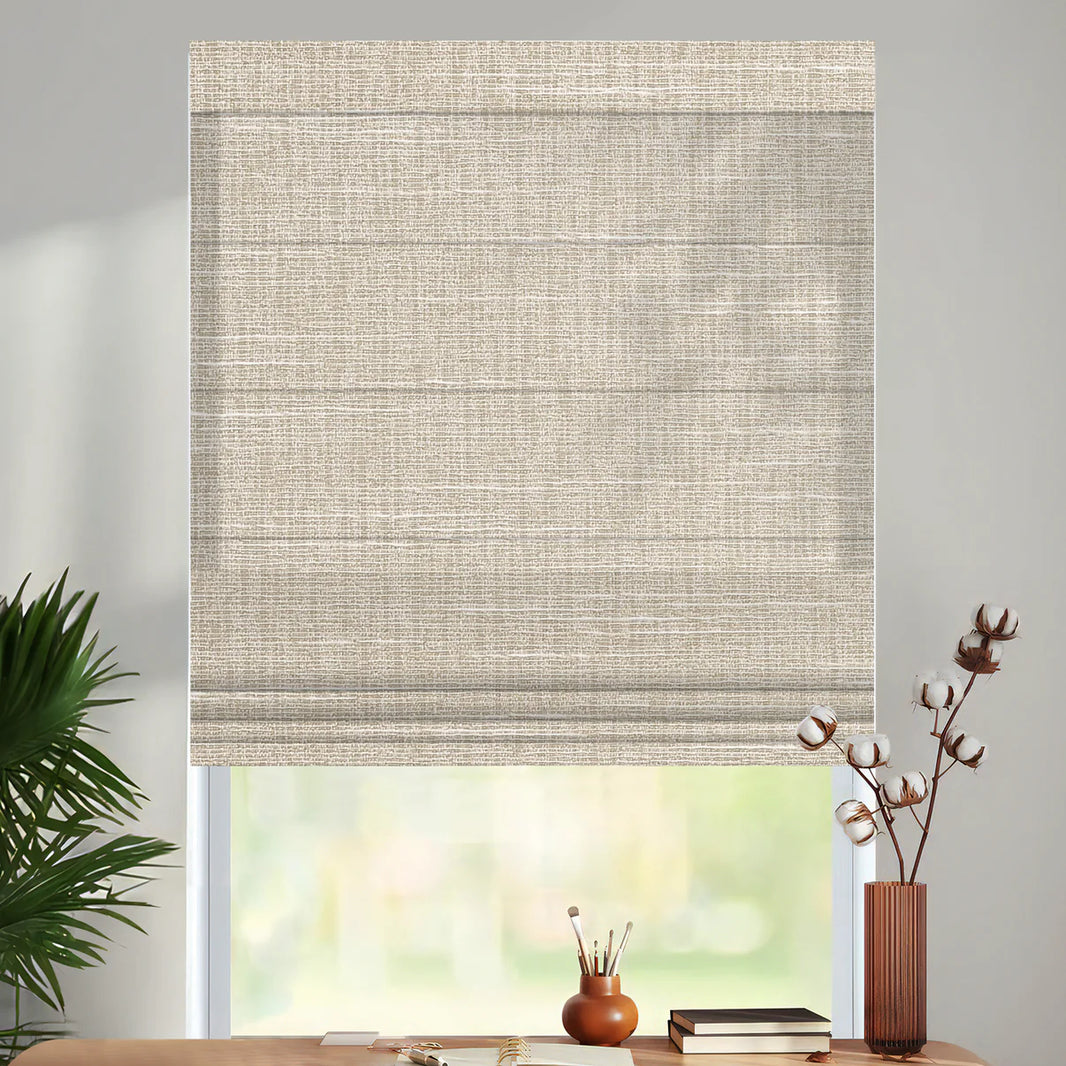 Sunelo Motorized Light Filtering Roman Shades 70% Blackout - Aurora