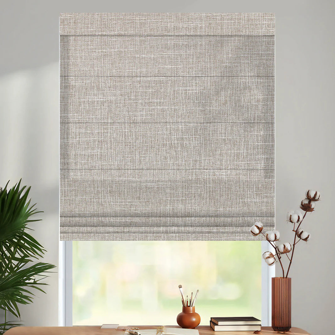 Sunelo Motorized Light Filtering Roman Shades 70% Blackout - Aurora