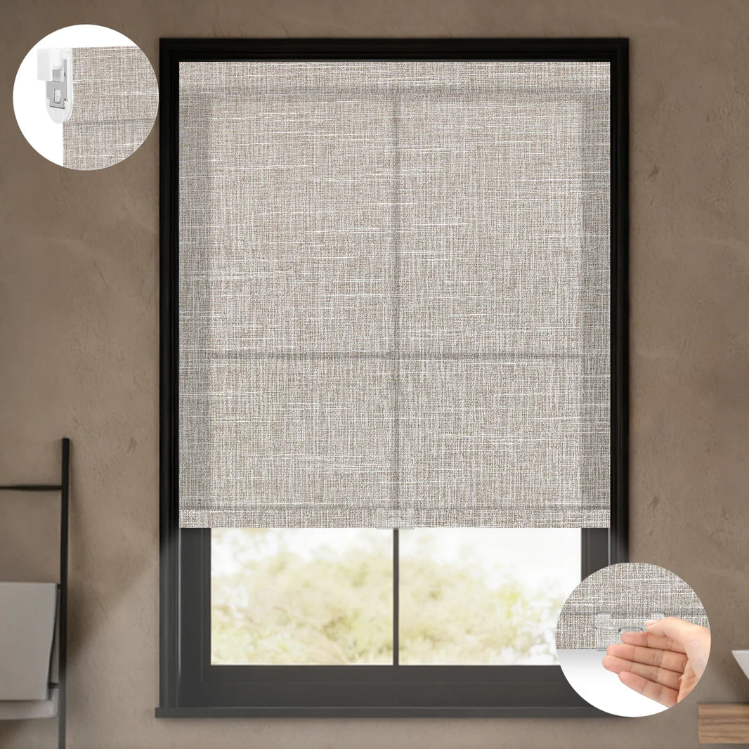 Sunelo No Drill Cordless Light Filtering Roller Shades 70% Blackout - Aurora