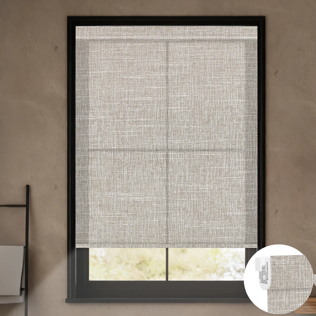 Sunelo No Drill Roller Shades, Motorized 70% Blackout Light Filtering - Aurora