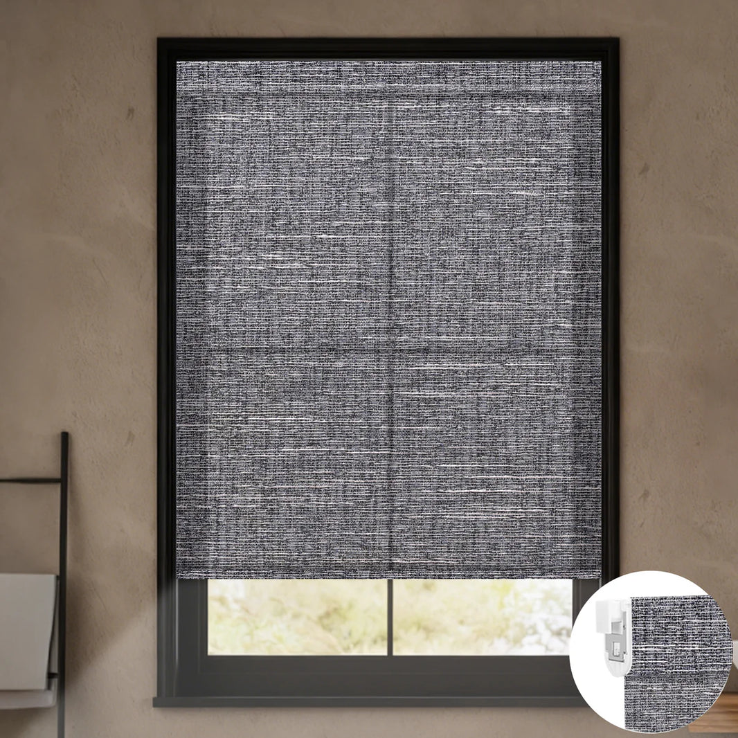 Sunelo No Drill Roller Shades, Motorized 70% Blackout Light Filtering - Aurora