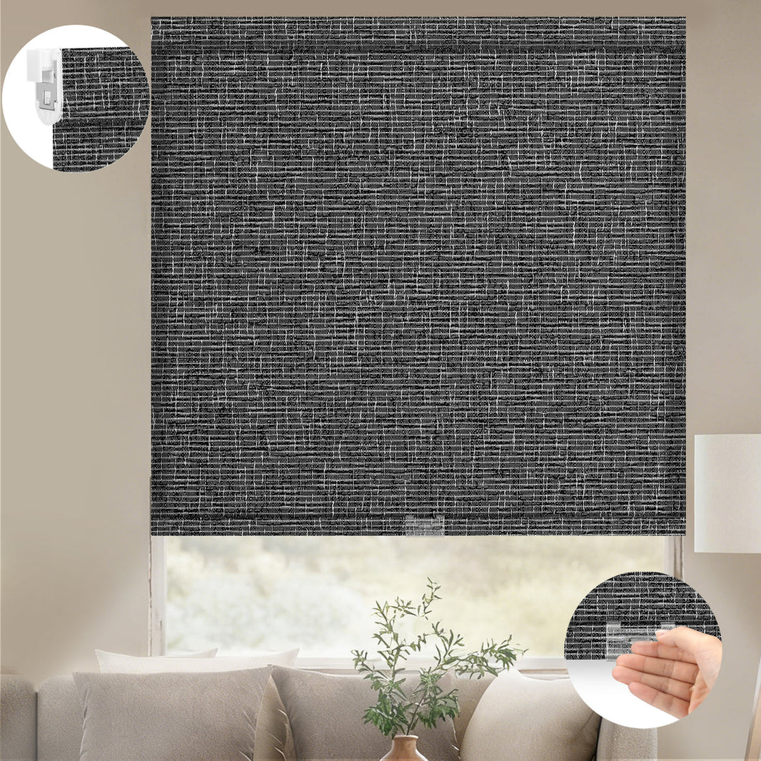 Sunelo No Drill Cordless Light Filtering Roller Shades 75% Blackout - Classic