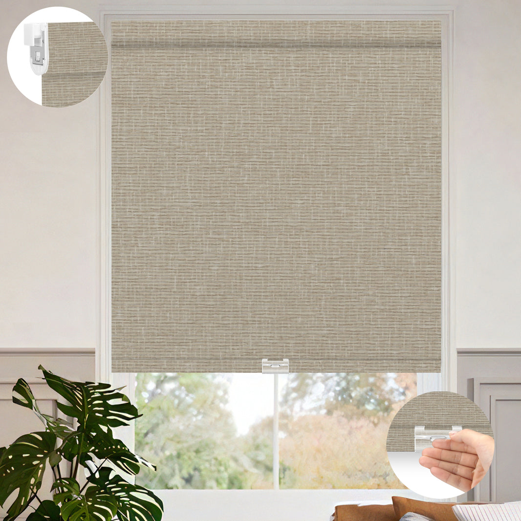 Sunelo No Drill Cordless Roller Shades 100% Blackout - Classic