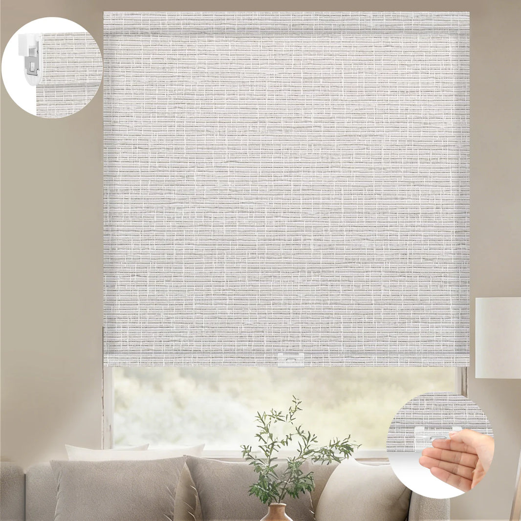 Sunelo No Drill Cordless Light Filtering Roller Shades 75% Blackout - Classic