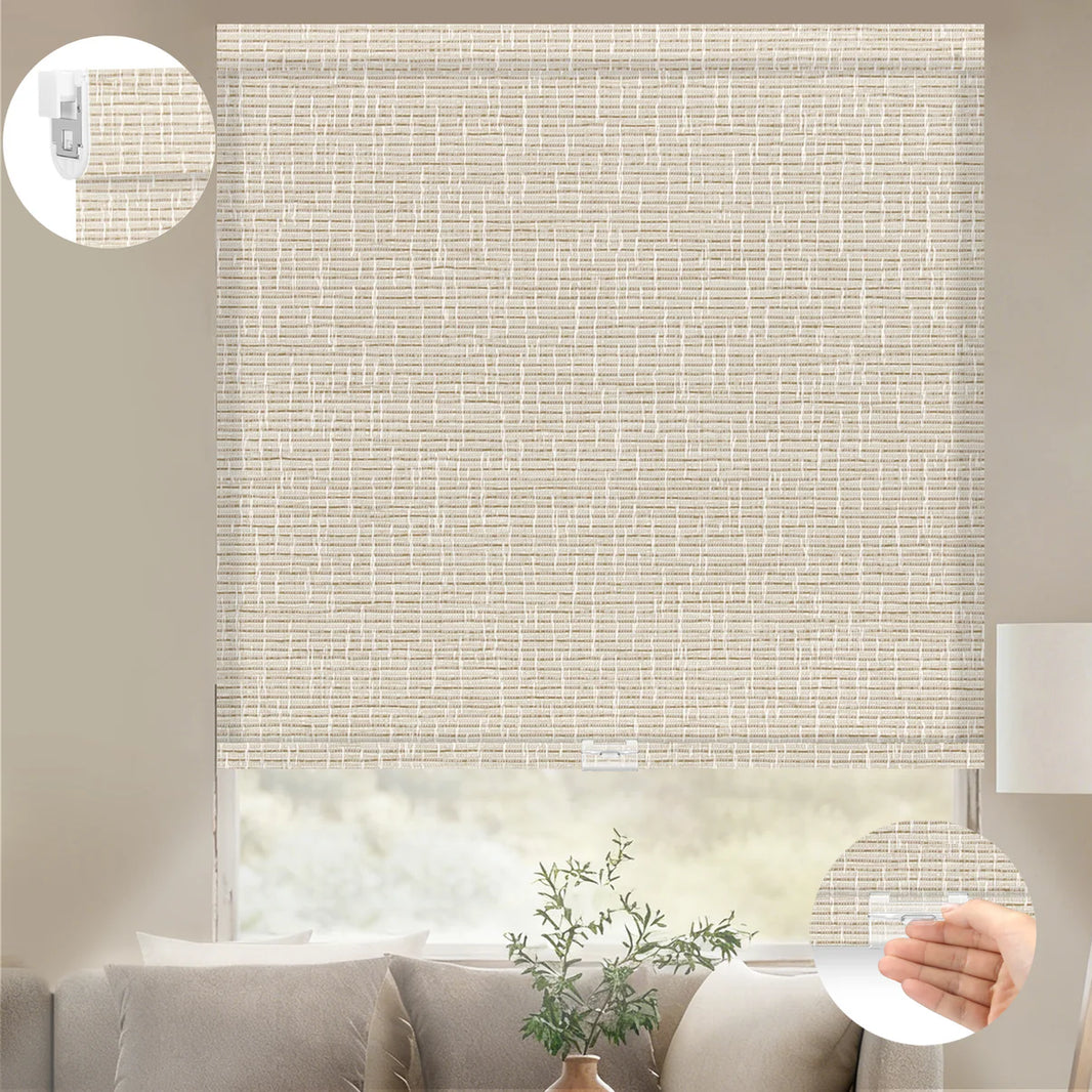 Sunelo No Drill Cordless Light Filtering Roller Shades 75% Blackout - Classic