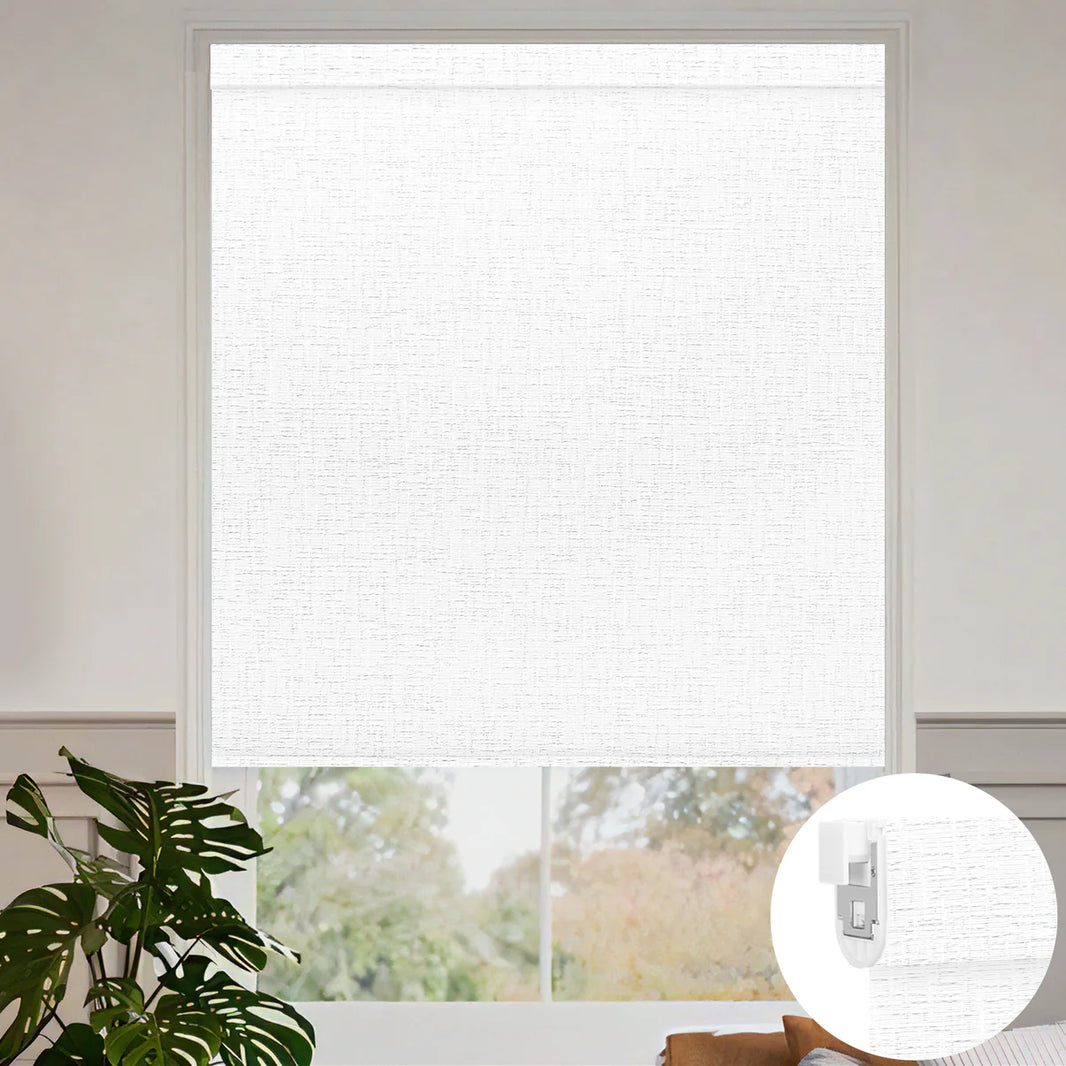 Sunelo No Drill Roller Shades, Motorized 100% Blackout - Classic