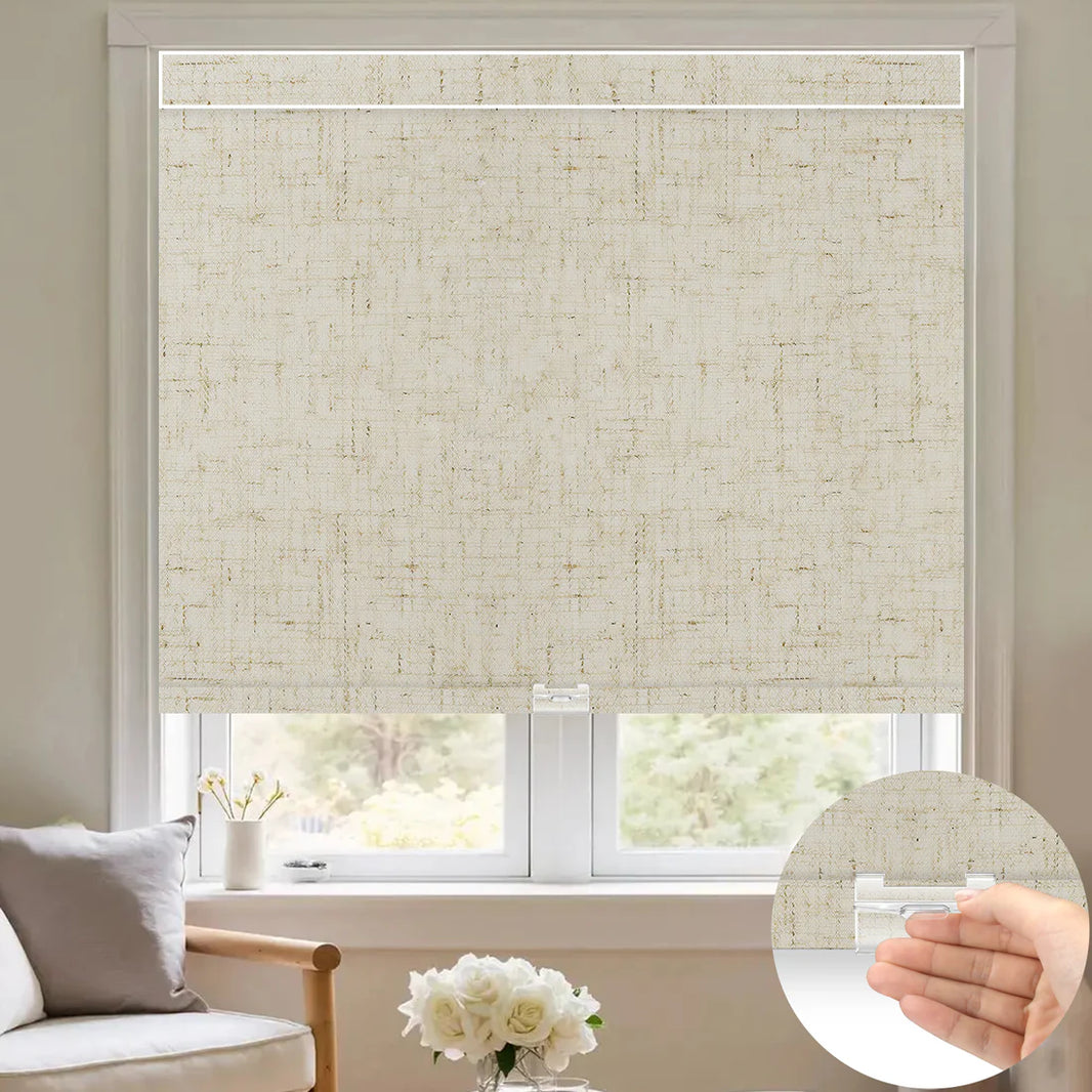 Sunelo Cordless 100% Blackout Roller Shades - Linen