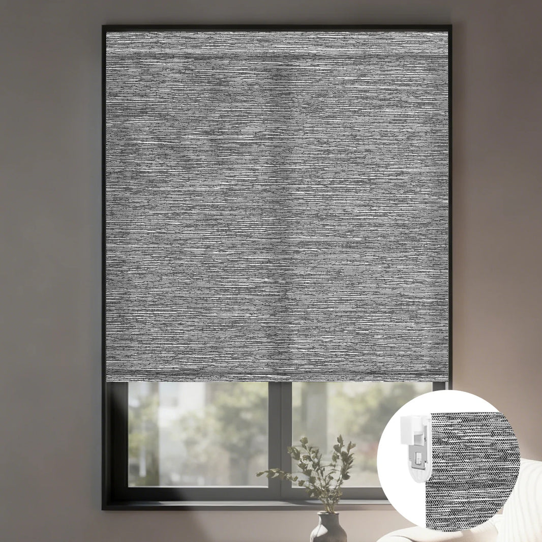 Sunelo No Drill Roller Shades, Motorized 75% Blackout Light Filtering - Dreamy