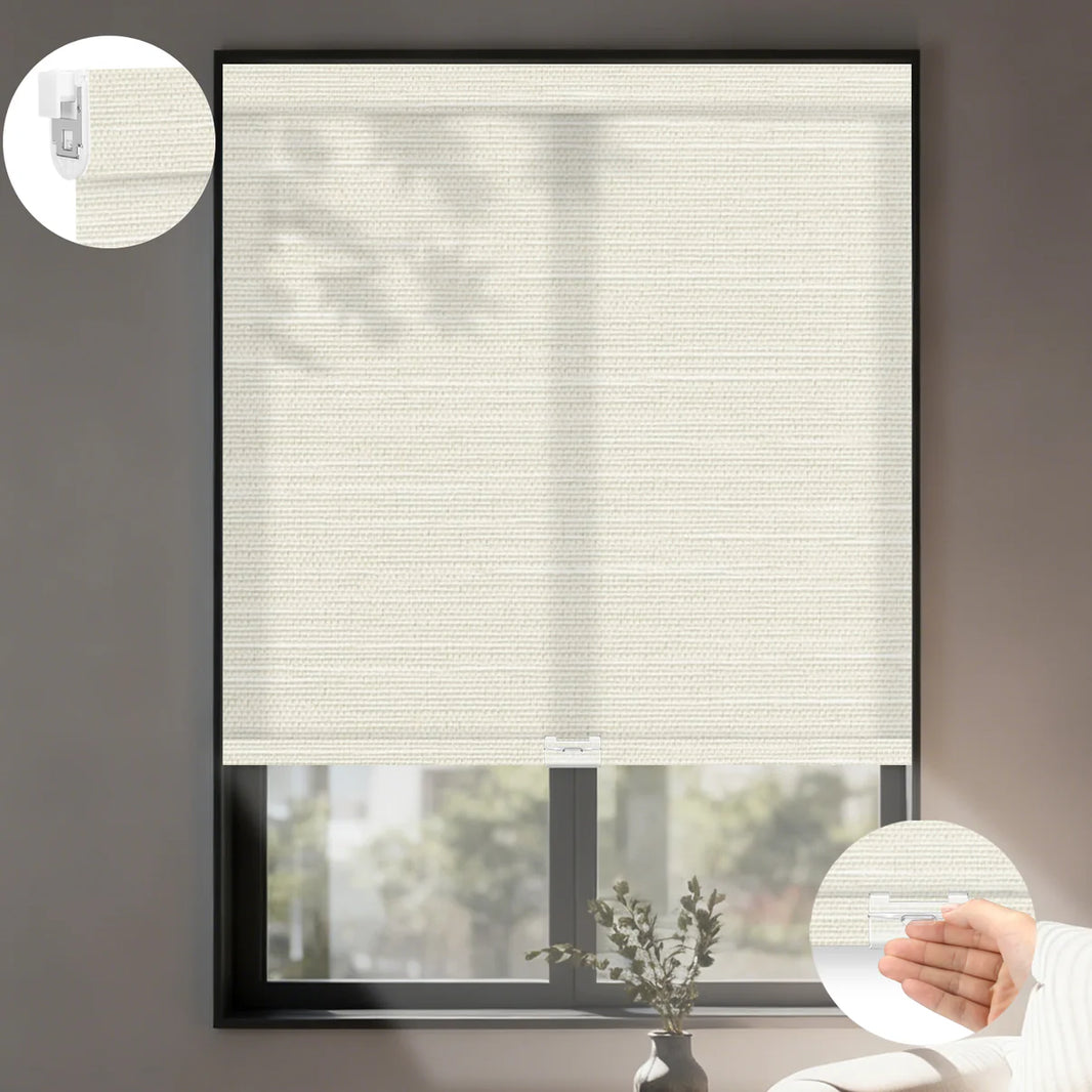 Sunelo No Drill Cordless Light Filtering Roller Shades 75% Blackout - Dreamy