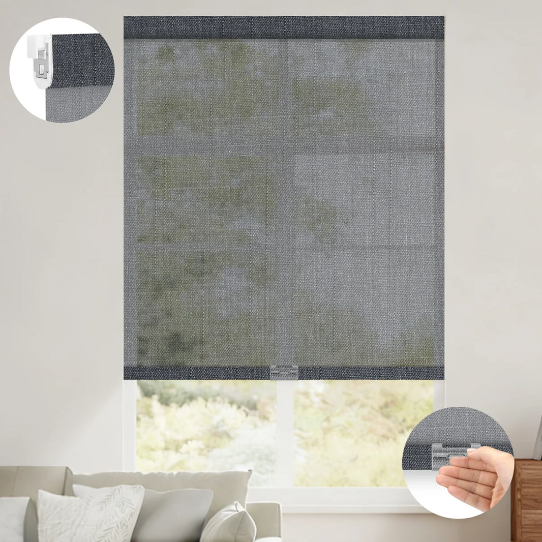 Sunelo No Drill Cordless Light Filtering Roller Shades 50% Blackout - Eclipse