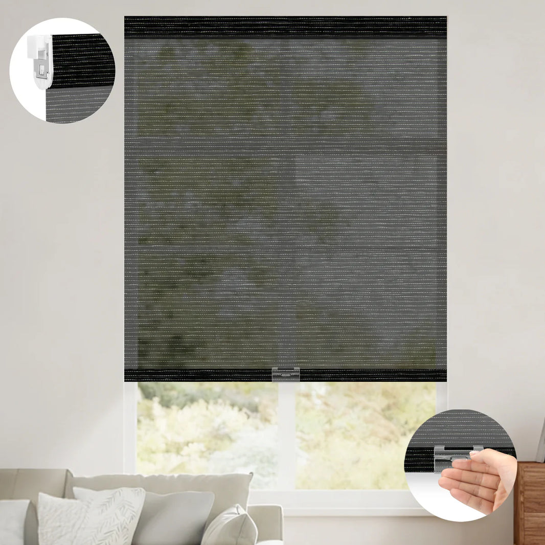 Sunelo No Drill Cordless Light Filtering Roller Shades 50% Blackout - Eclipse