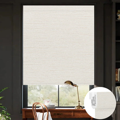 Sunelo No Drill Roller Shades, Motorized 100% Blackout - Elegant