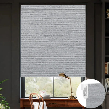 Sunelo No Drill Roller Shades, Motorized 100% Blackout - Elegant
