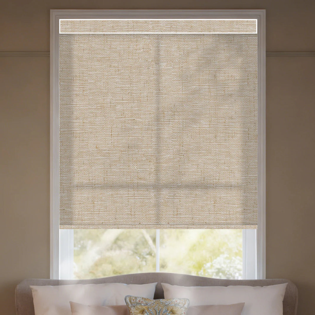 Sunelo Motorized Light Filtering Roller Shades 75% Blackout - Linen