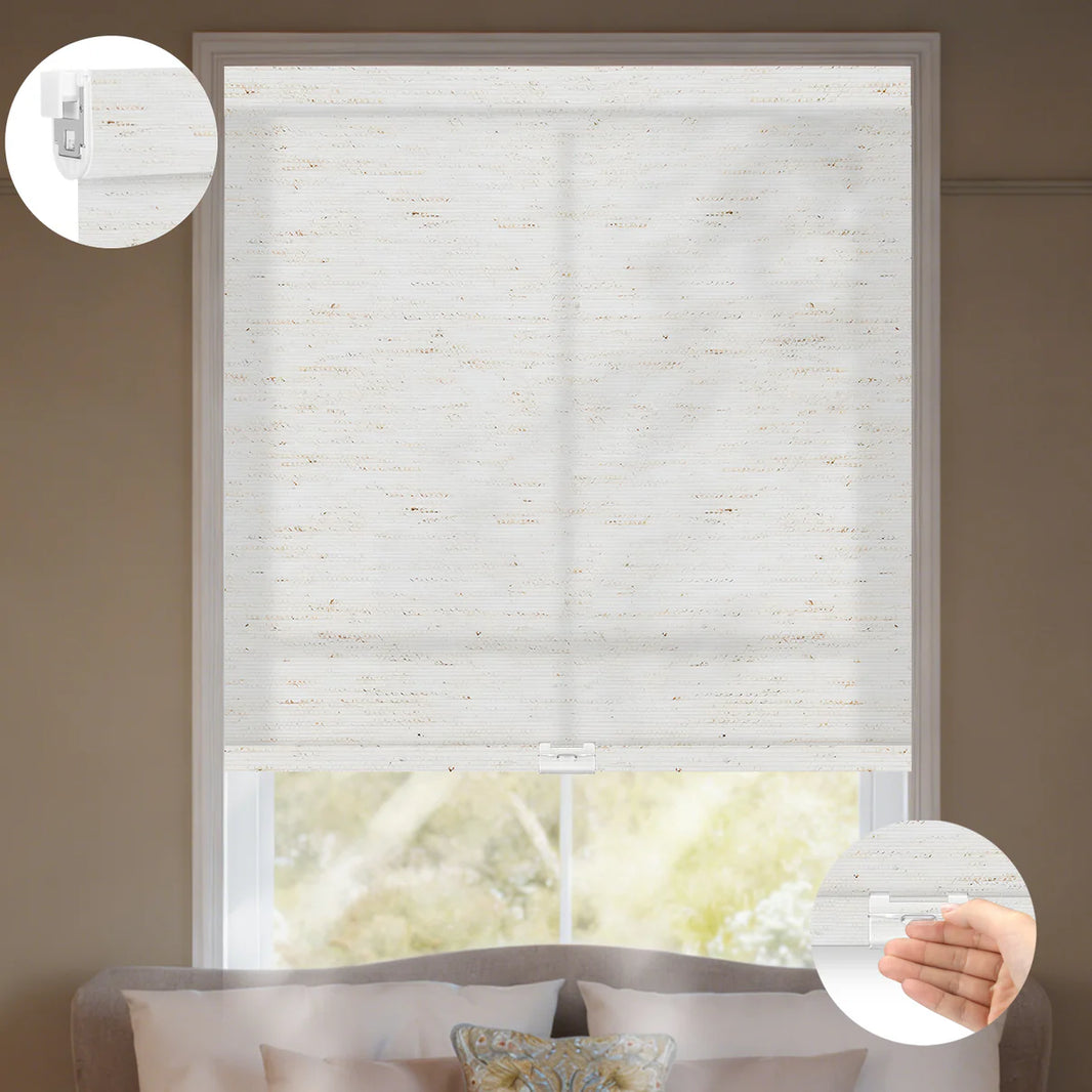 Sunelo No Drill Cordless Light Filtering Roller Shades 75% Blackout - Linen