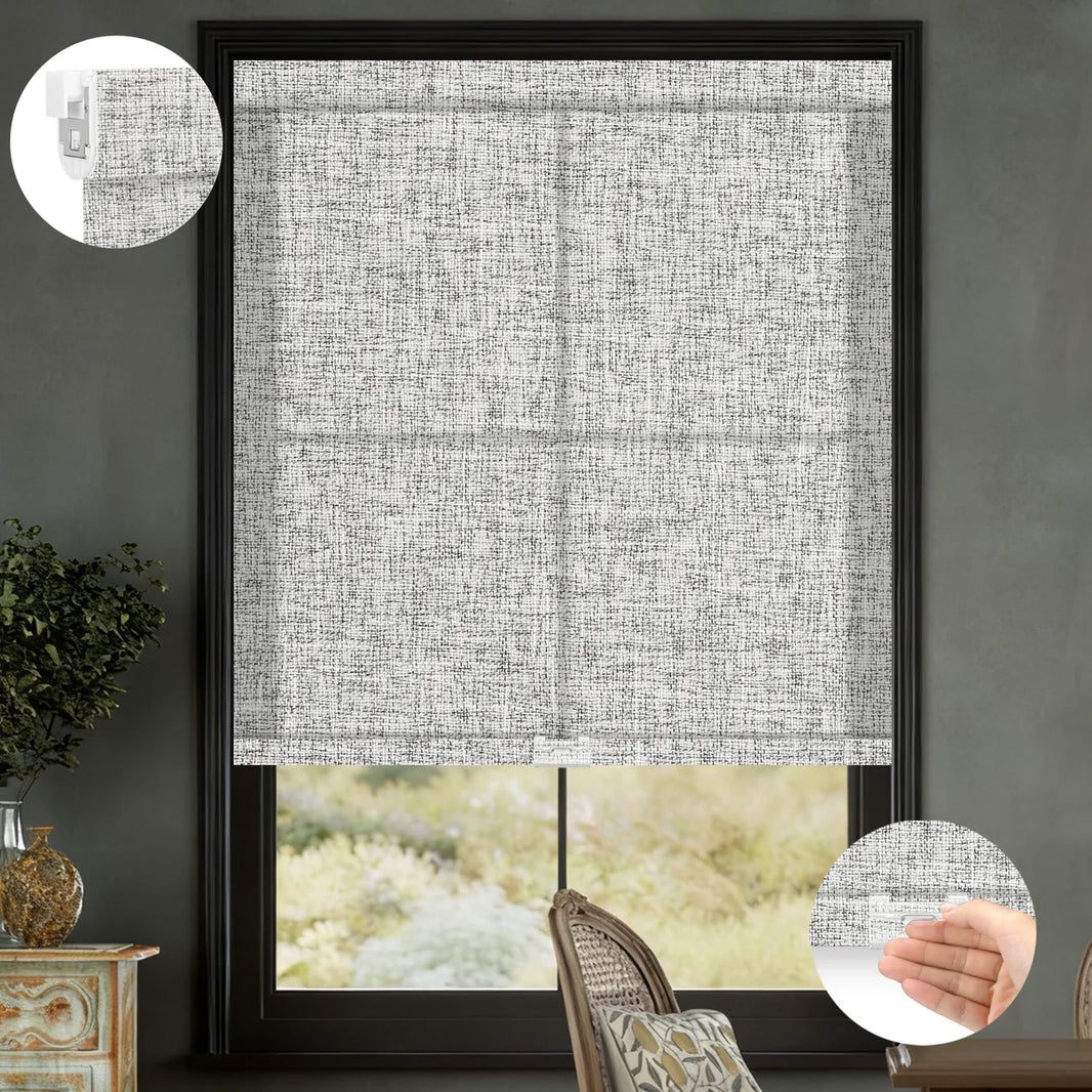 Sunelo No Drill Cordless Light Filtering Roller Shades 75% Blackout - Mist