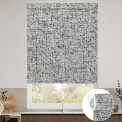 Sunelo No Drill Roller Shades, Motorized 100% Blackout - Mist
