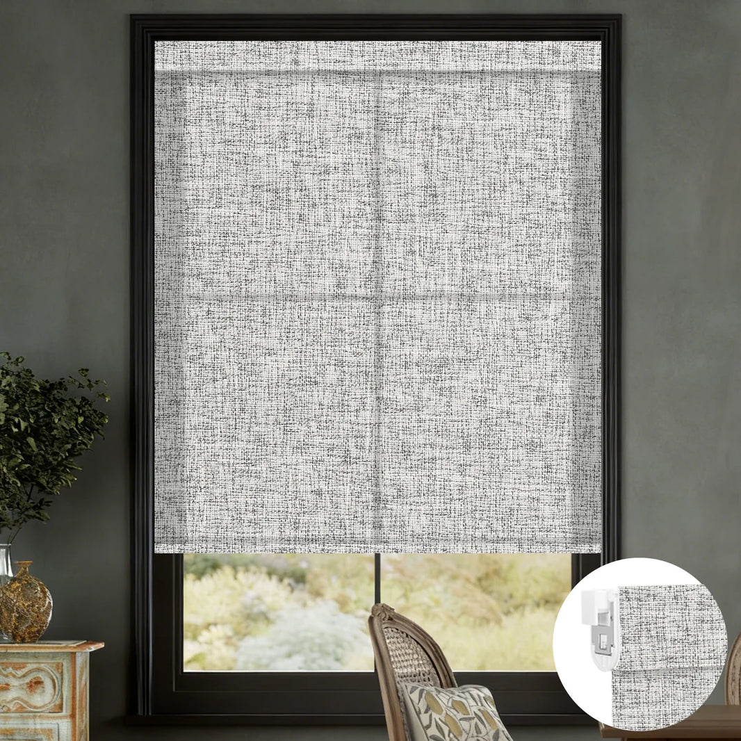 Sunelo No Drill Roller Shades, Motorized 75% Blackout Light Filtering - Mist