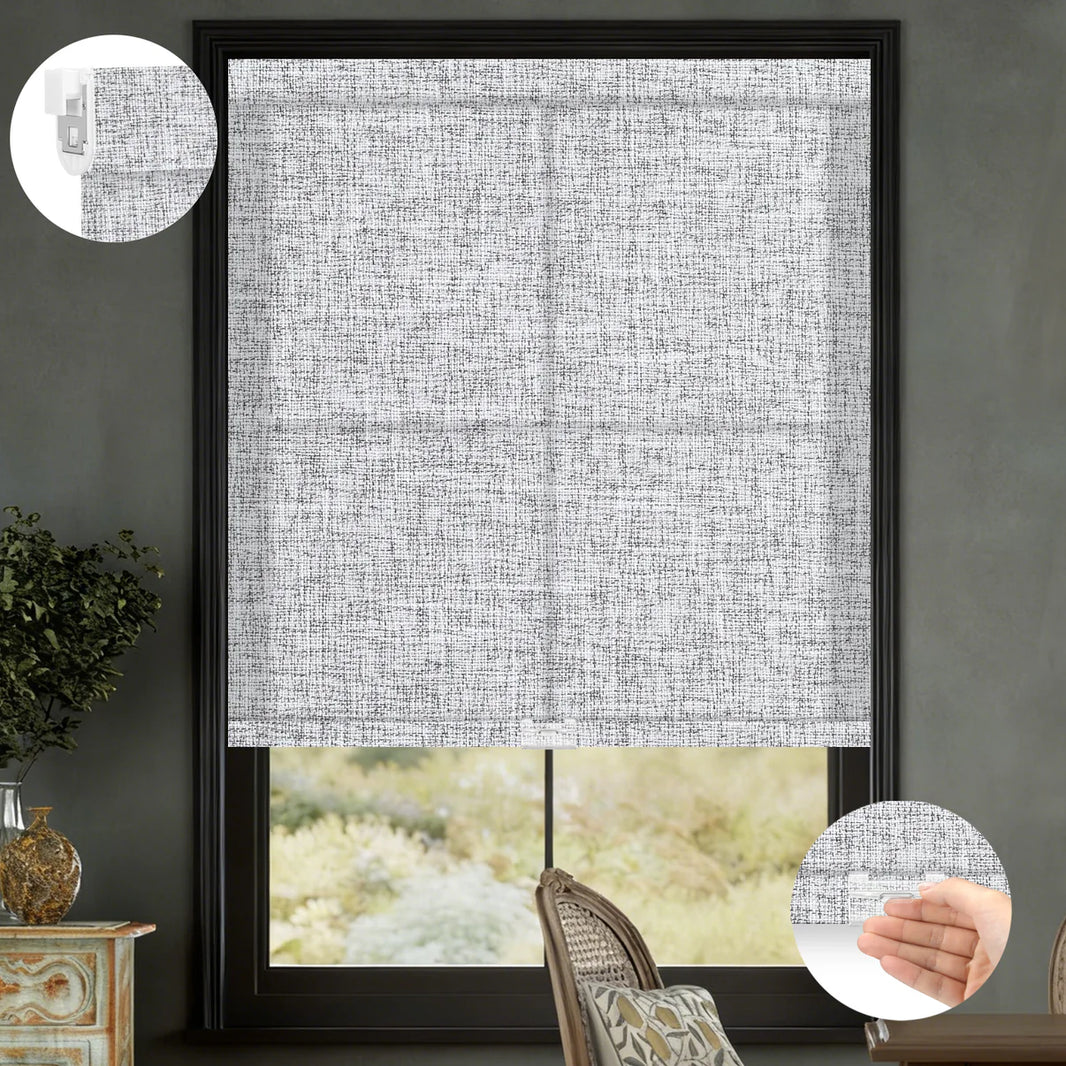 Sunelo No Drill Cordless Light Filtering Roller Shades 75% Blackout - Mist