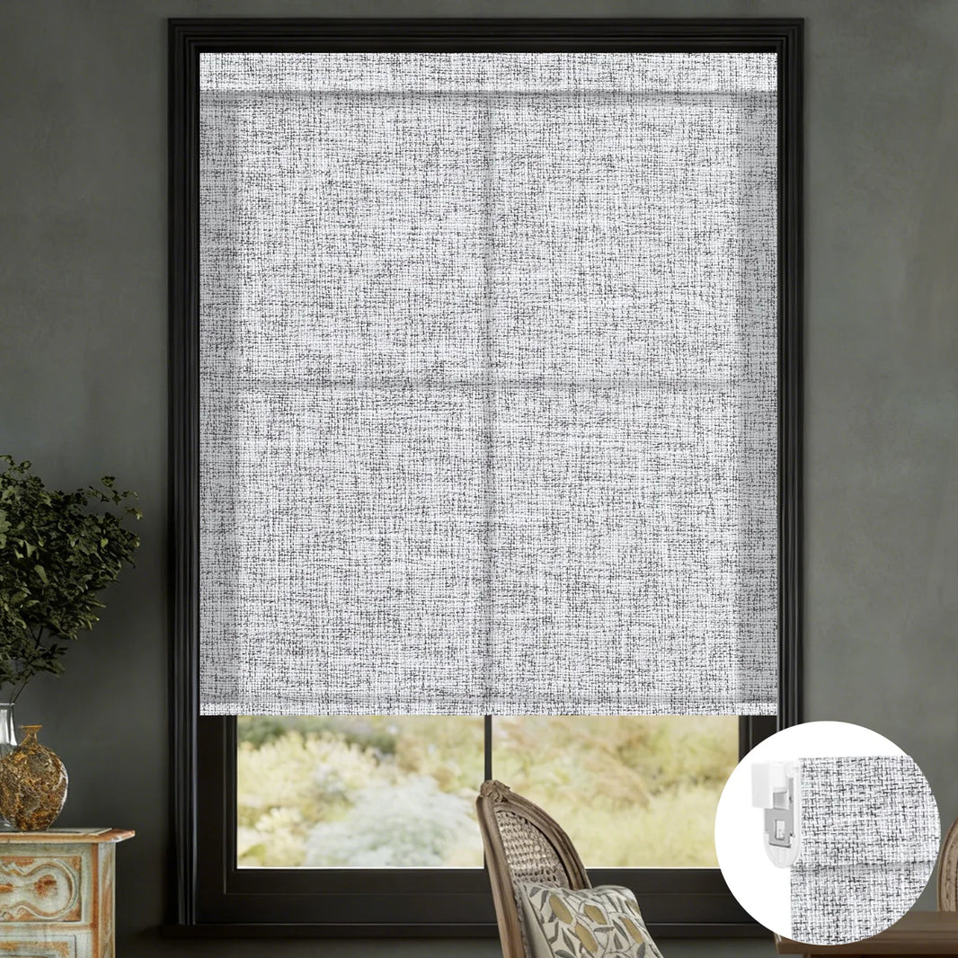Sunelo No Drill Roller Shades, Motorized 75% Blackout Light Filtering - Mist