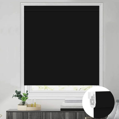 Sunelo No Drill Roller Shades, Motorized 100% Blackout - Pure