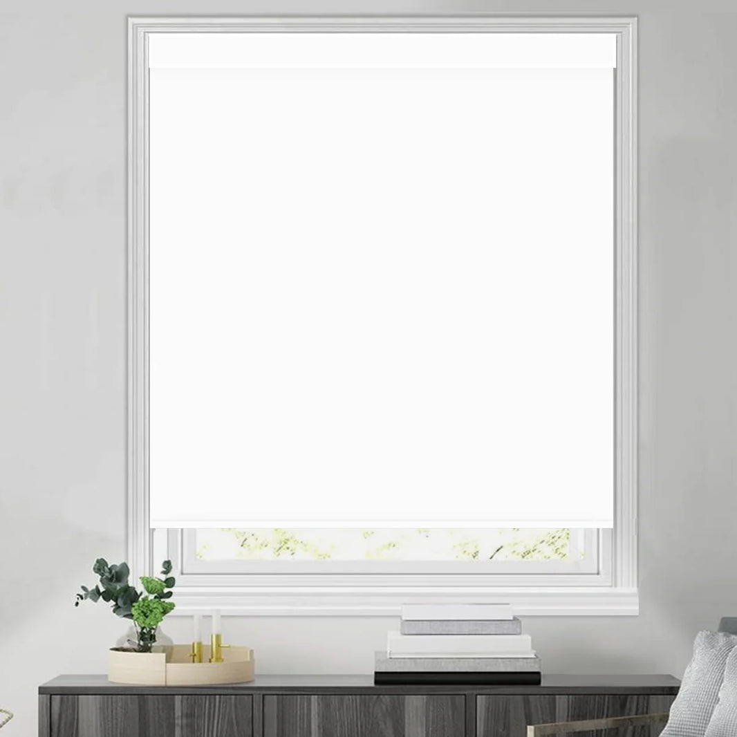 Sunelo Motorized Roller Shades 100% Blackout - Pure