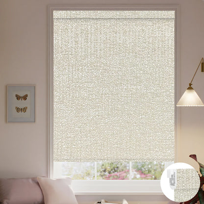 Sunelo No Drill Roller Shades, Motorized  100% Blackout - Starscape