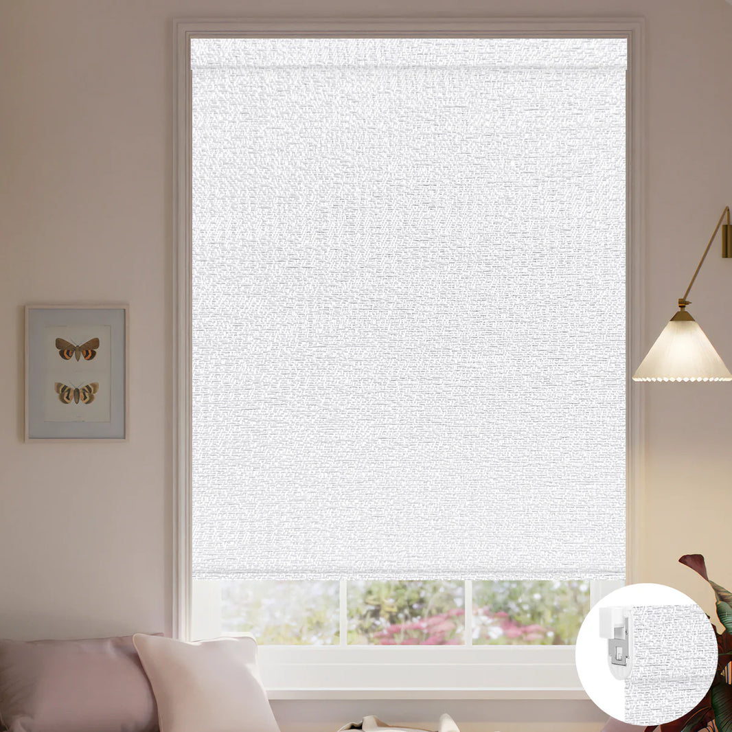 Sunelo No Drill Roller Shades, Motorized  100% Blackout - Starscape