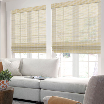 Sunelo Motorized Light Filtering Roman Shades 50% Blackout - Woven