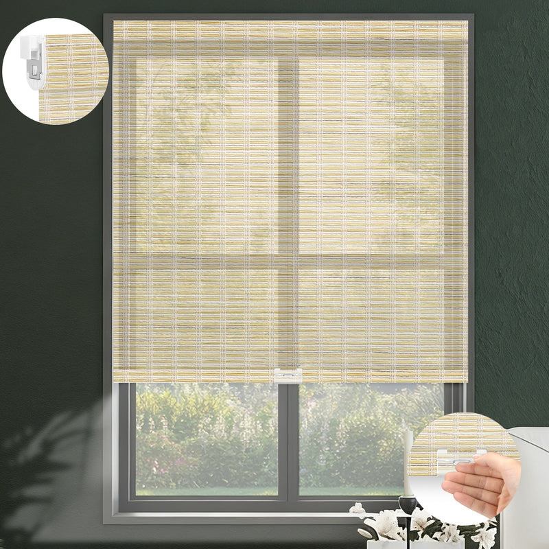 Sunelo No Drill Cordless Light Filtering Roller Shades 50% Blackout - Woven