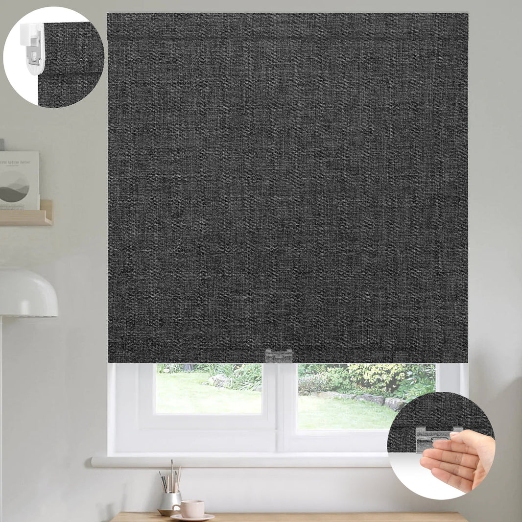 Sunelo No Drill Cordless Roller Shades 100% Blackout- Dual Sided