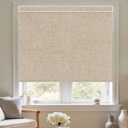 Sunelo Motorized Roller Shades 100% Blackout - Linen